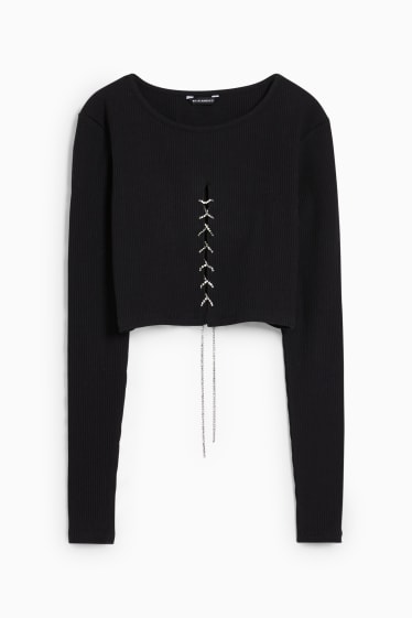 Women - CLOCKHOUSE - cropped long sleeve top - black