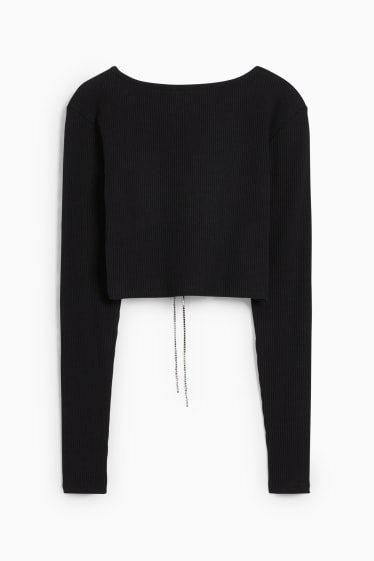 Dames - Korte longsleeve - zwart