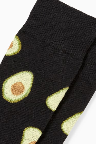 Heren - Sokken met motief - avocado - LYCRA® - zwart