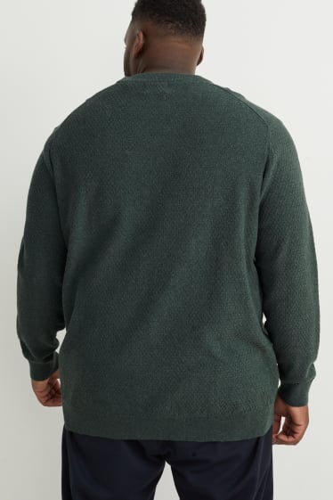 Hommes - Pull - coton Pima - vert foncé