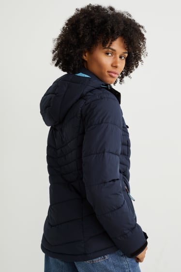 Women - Quilted jacket with hood - dark blue
