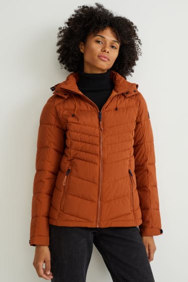 Damen - Steppjacke mit Kapuze - havanna