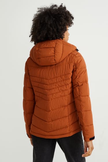 Women - Quilted jacket with hood - havanna