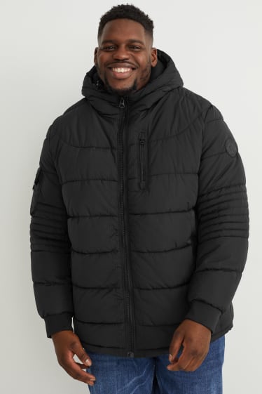 Men - Quilted jacket with hood - black