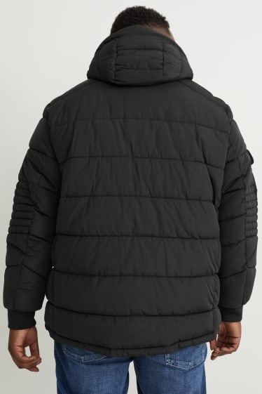 Men - Quilted jacket with hood - black