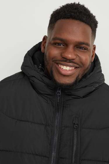 Men - Quilted jacket with hood - black