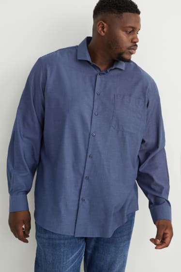 Herren - Hemd - Regular Fit - Cutaway - bügelleicht - dunkelblau