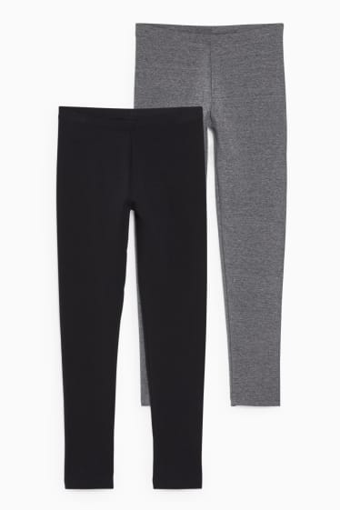 Enfants - Lot de 2 - leggings thermiques - noir / gris