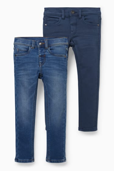 Kinderen - Set van 2 - skinny jeans - thermojeans - jeansblauw