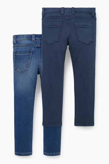 Kinderen - Set van 2 - skinny jeans - thermojeans - jeansblauw