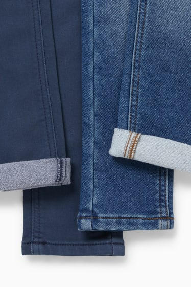 Dzieci - Wielopak, 2 pary - skinny jeans - dżinsy ocieplane - dżins-niebieski