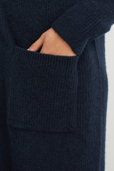 Damen - Strickjacke mit Kapuze - dunkelblau