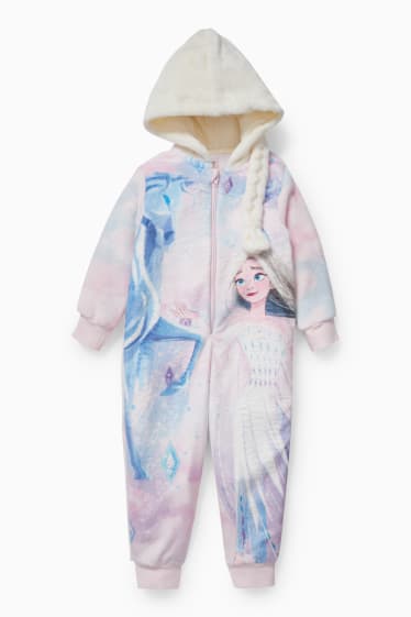 Enfants - La Reine des Neiges - combinaison pyjama à capuche - rose