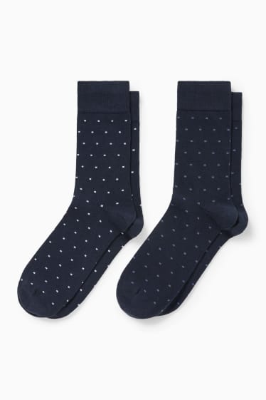 Hommes - Lot de 2 paires - chaussettes - à motifs - bleu foncé