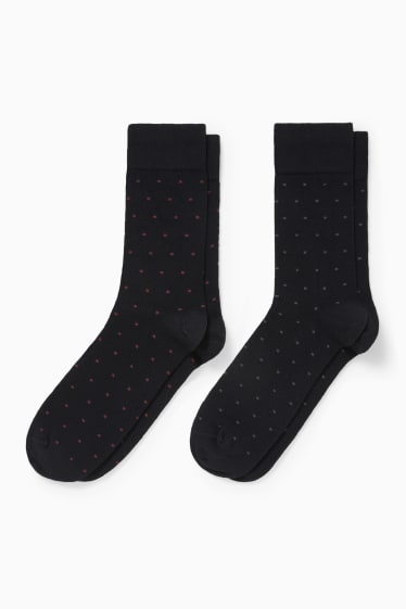 Hommes - Lot de 2 paires - chaussettes - à motifs - noir