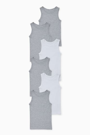 Niños: niños - Pack de 6 - camisetas interiores - gris claro jaspeado
