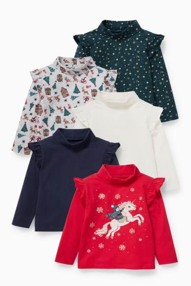 Bambini - Confezione da 5 - maglia con collo a dolcevita - rosso