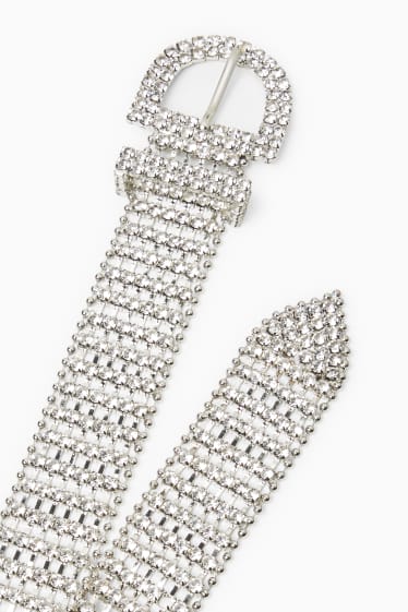 Femmes - Ceinture - brillante - argent