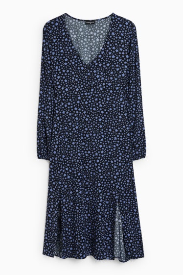 Dona - Vestit - estampat - blau/negre