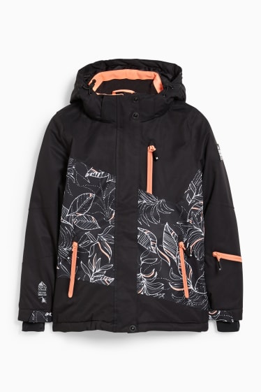 Kinder Mädchen - Skijacke mit Kapuze - schwarz