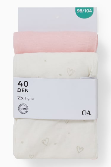 Bambini - Confezione da 2 - collant fini - 40 DEN - bianco / rosa