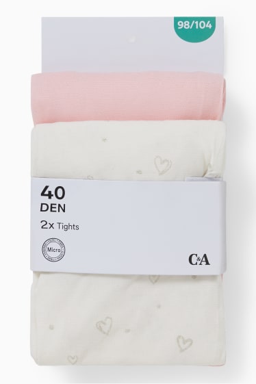 Kinder Mädchen - Multipack 2er - Feinstrumpfhose - 40 DEN - weiß / rosa