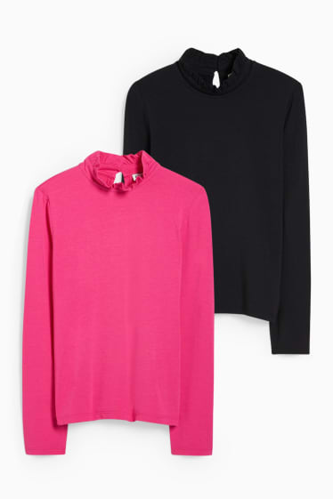 Enfants filles - Lot de 2 - hauts à manches longues - noir