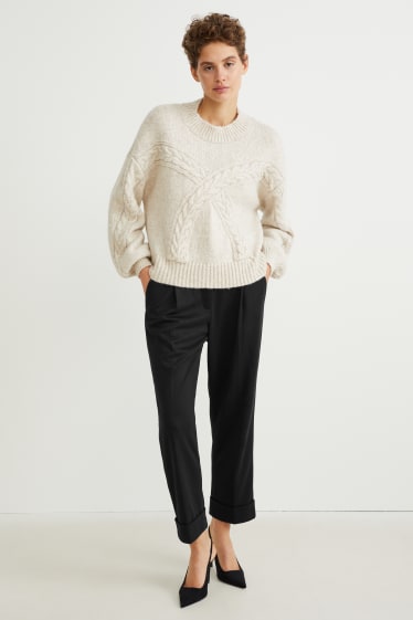Donna - Pantaloni in jersey - tapered fit - nero