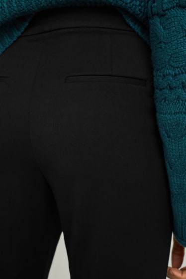 Women - Cloth trousers - high-rise waist - tapered fit - black