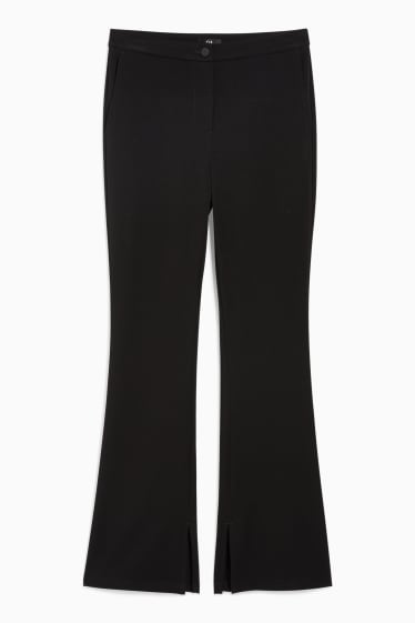 Women - Cloth trousers - high-rise waist - tapered fit - black
