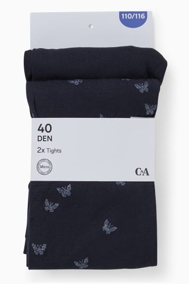 Kinderen - Set van 2 - panty - 40 DEN - donkerblauw