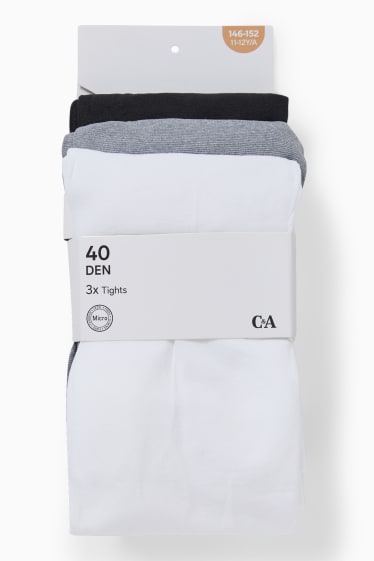 Kinder Mädchen - Multipack 3er - Feinstrumpfhose - 40 DEN - schwarz / weiss