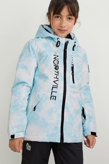 Enfants - Veste de ski à capuche - bleu clair