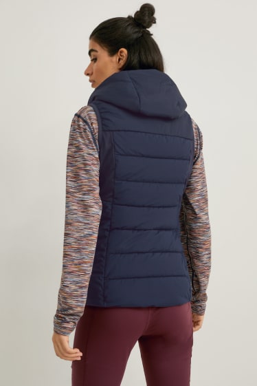 Dames - Doorgestikte bodywarmer met capuchon - THERMOLITE® - donkerblauw