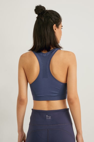 Women - Sports bra - padded - fitness - 4 Way Stretch - dark blue