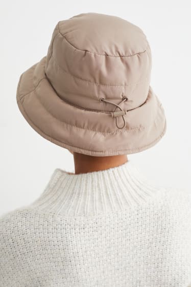 Women - Quilted hat - shiny - taupe