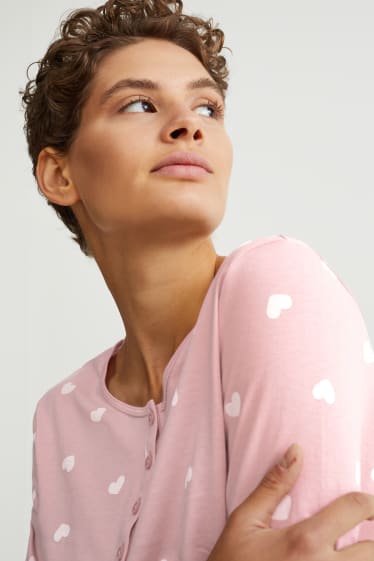 Damen - Pyjama - gemustert - rosa