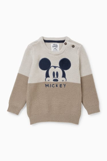 Bébés - Mickey Mouse - pull bébé - beige chiné