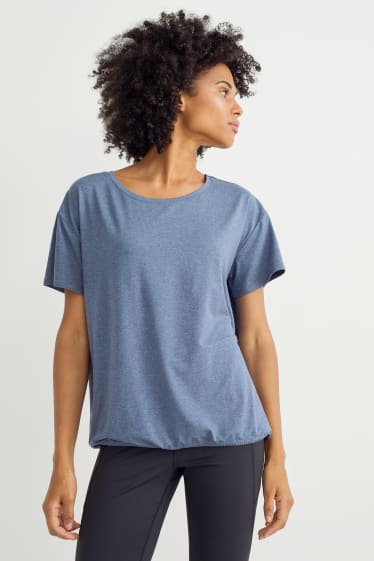 Mujer - Camiseta funcional - yoga - 4 Way Stretch - azul jaspeado