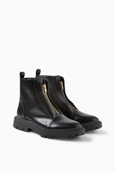 Damen - Boots - Lederimitat - schwarz