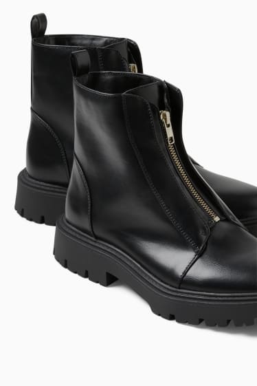 Damen - Boots - Lederimitat - schwarz