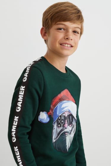 Kinder - Weihnachts-Sweatshirt - Gaming - dunkelgrün
