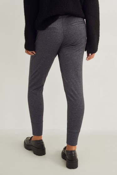 Femmes - Pantalon de toile - high waist - coupe fuselée - gris chiné