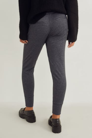 Femei - Pantaloni de stofă - talie înaltă - tapered fit - gri melanj