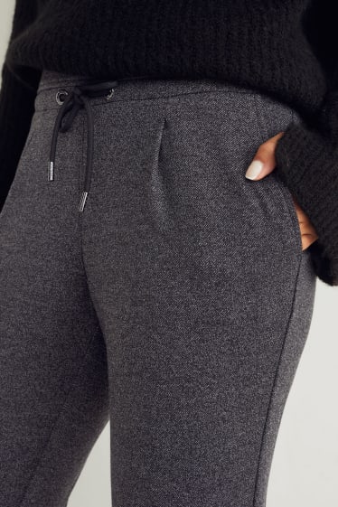 Femei - Pantaloni de stofă - talie înaltă - tapered fit - gri melanj