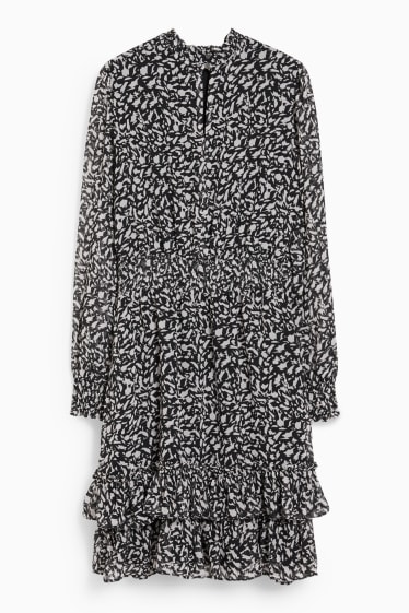 Women - Chiffon dress - patterned - black / gray