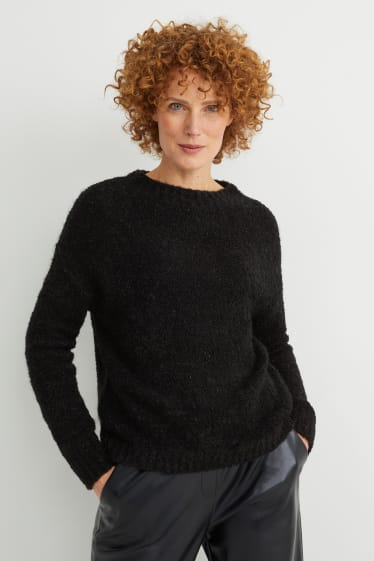 Femmes - Pullover en finition bouclé - noir