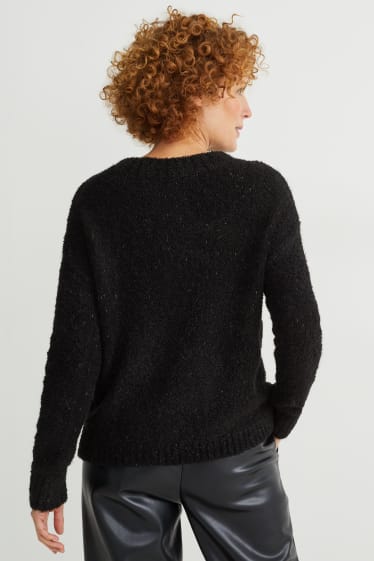 Femmes - Pullover en finition bouclé - noir