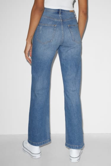 Women - CLOCKHOUSE - wide leg jeans - high waist - blue denim