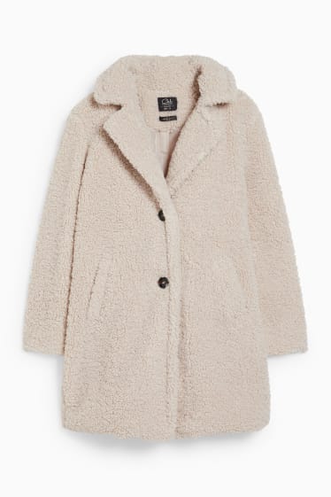 Women - CLOCKHOUSE - teddy fur coat - light beige